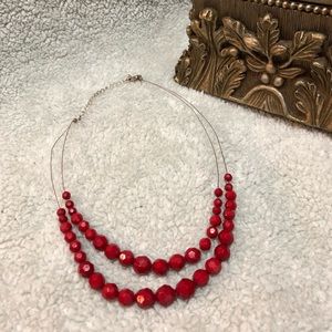 🔴 Red, Beaded Necklace 🌹